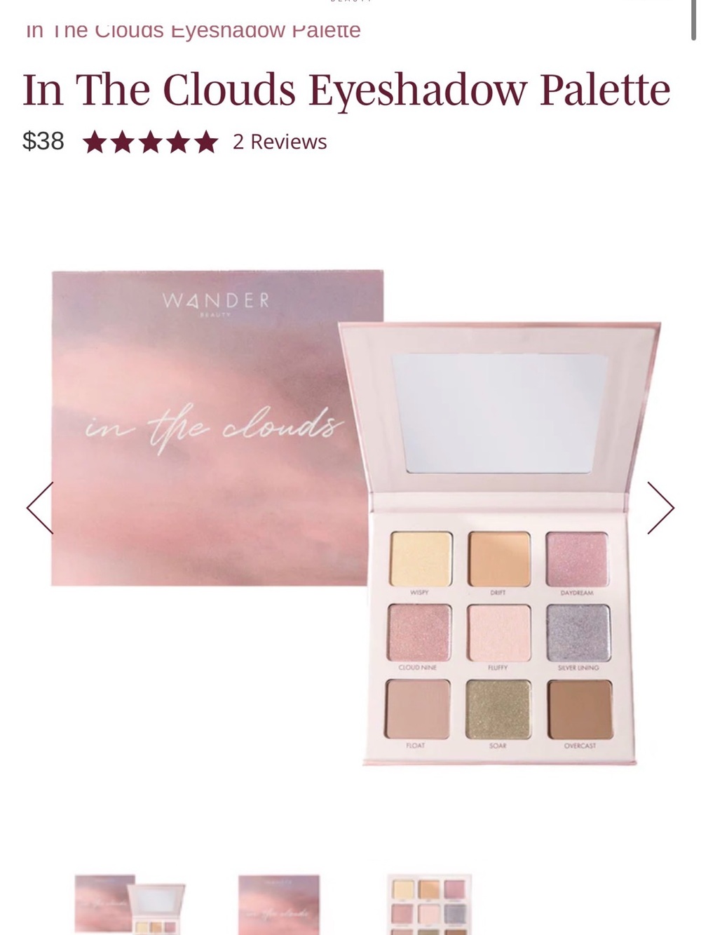 Wander Beauty In The Clouds Eyeshadow Palette - Pink, Champagne, Taupe